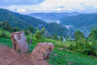 Scenic view of mountains against sky