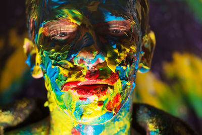 Close-up of man with face paint