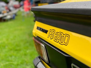 Close-up of yellow mailbox