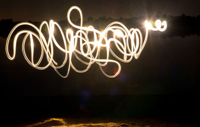 Light painting on wall at night