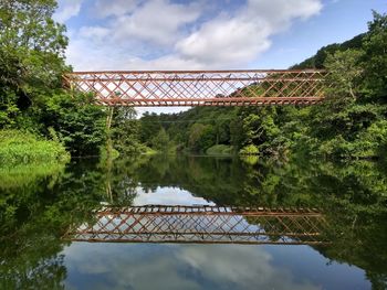 Bridge over lake against sky