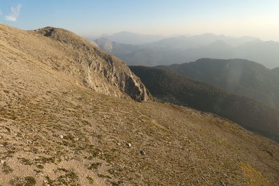 Scenic view of mountains against clear sky