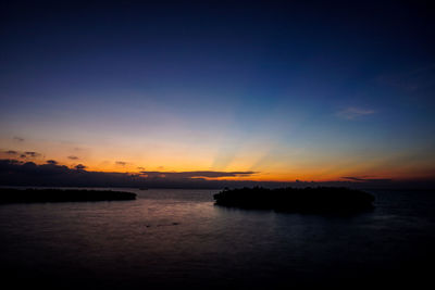 Scenic view of sea against sky at sunset