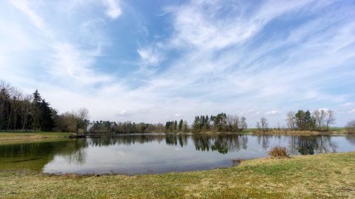 Scenic view of lake against sky