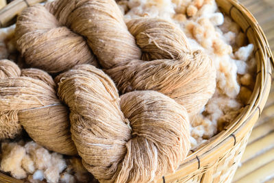 Close-up of onions in basket