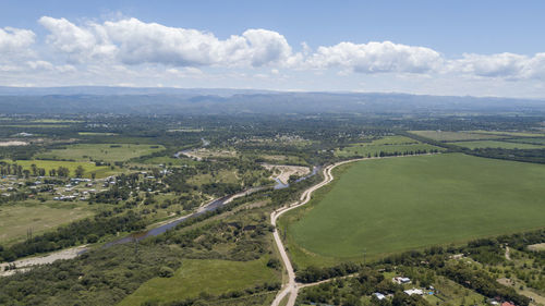 High angle view of landscape against sky