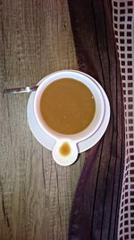 High angle view of tea on table