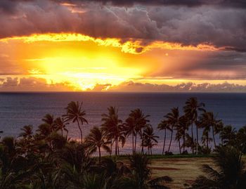 Scenic view of sea against sky during sunset