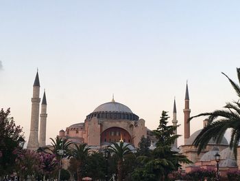 Low angle view of hagia sofia against clear sky