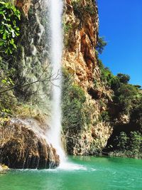 Scenic view of waterfall in forest