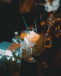 Close-up of drink at bar