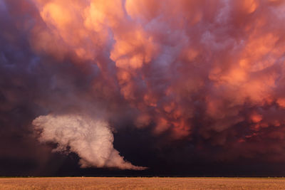 Dramatic mammatus clouds at sunset near lubbock, texas