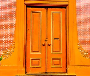 Closed door of building