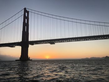 View of suspension bridge over sea