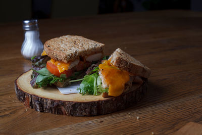 Close-up of breakfast served on table