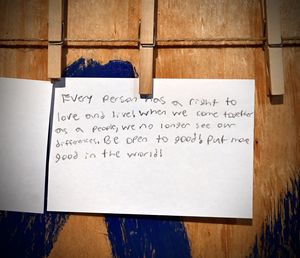 Close-up of text on wall