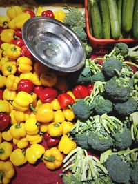 High angle view of vegetables