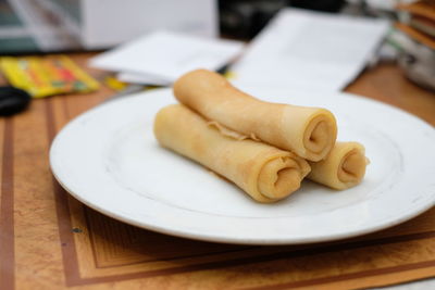 Close-up of dessert in plate on table