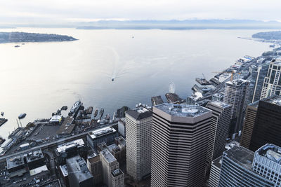 High angle view of buildings in city