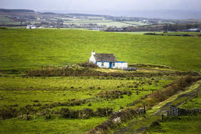 Scenic view of abandoned house in the countryside, ireland