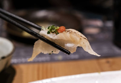 Close-up of sushi on plate