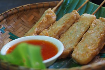 Close-up of served food in plate