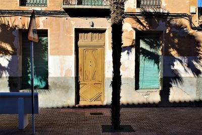 Closed door of building