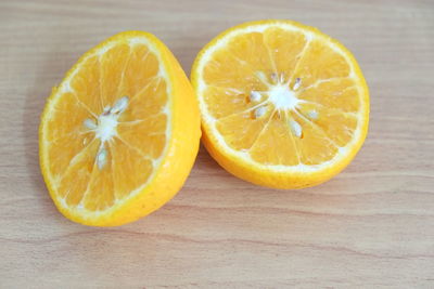 Close-up of orange on table