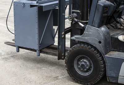 Close up forklift truck loading