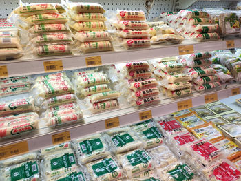 High angle view of food for sale in store