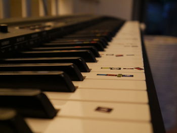 Close-up of piano keys