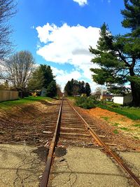 Railroad track against sky