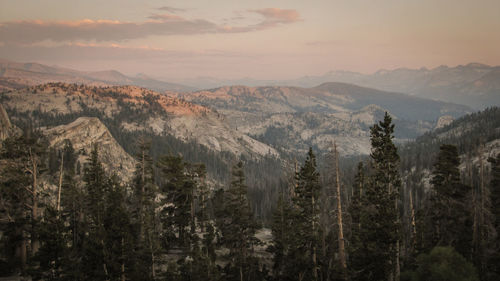 Scenic view of mountains against sky during sunset at yosemite national park