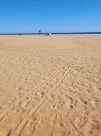 Scenic view of beach against clear sky