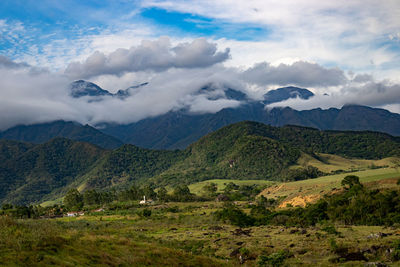 Scenic view of mountains against sky