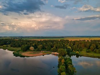 Scenic view of lake against sky