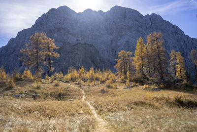 Scenic view of rocky mountains against sky