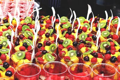 High angle view of fruits for sale