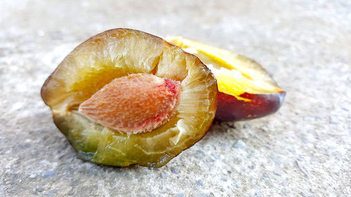 Close-up of lemon on table