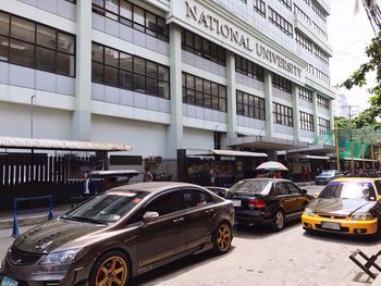 Cars on street in city