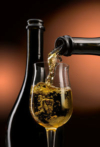 Close-up of wineglass on glass