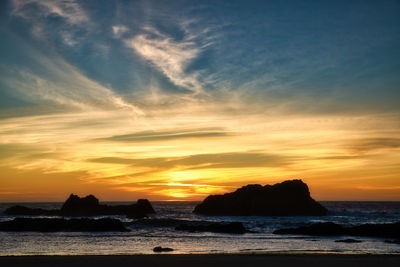 Scenic view of sea against sky during sunset