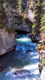 River flowing through rocks in forest