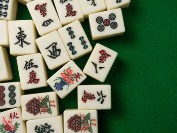 High angle view of christmas cookies on table