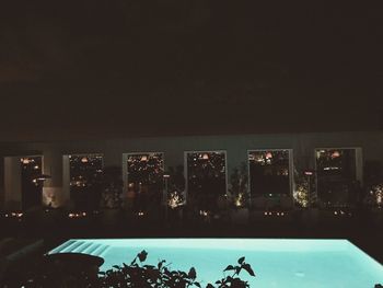 Illuminated buildings at night