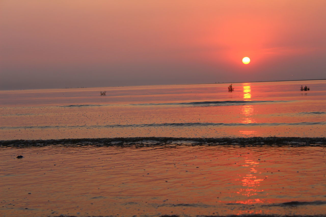 SCENIC VIEW OF SUNSET OVER SEA