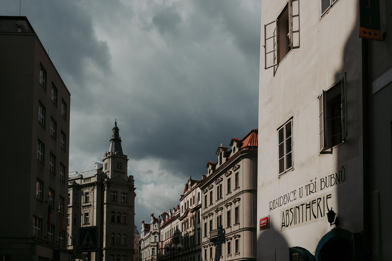 LOW ANGLE VIEW OF BUILDING AGAINST CLOUDY SKY