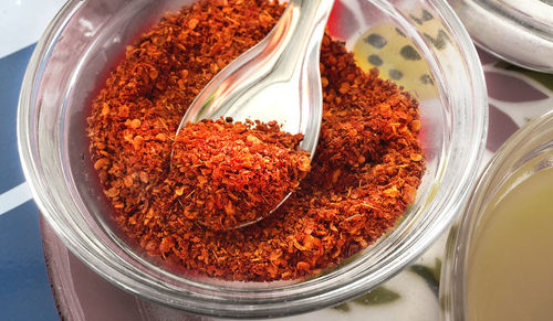 Dry crushed chili grains for tasty hot and spicy meal