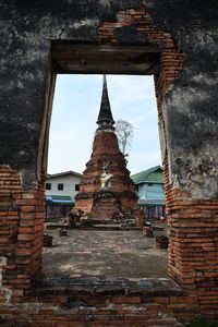 Low angle view of old building against sky