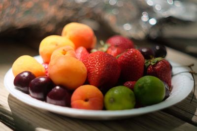 Close-up of strawberries in bowl